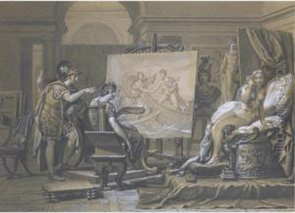 Alexander, Apelles And Campaspe Oil Painting by Jacques Louis David