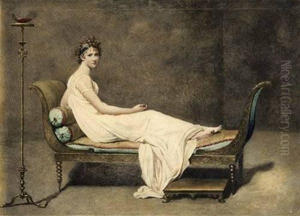 Nach: Madame Recamier Oil Painting by Jacques Louis David