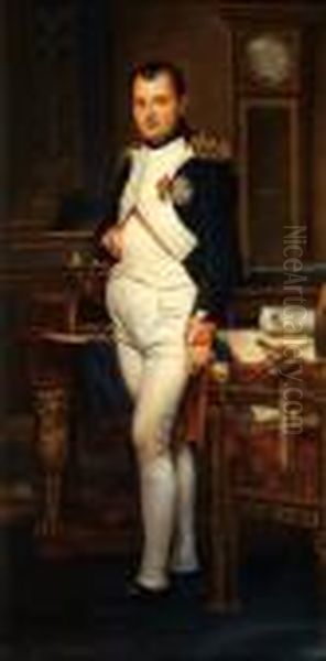 Emperor Napoleon In His Study Of The Tuilerie Palace Oil Painting by Jacques Louis David