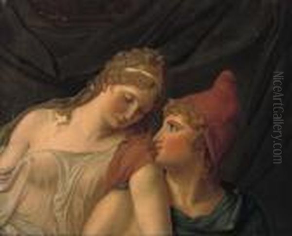 Paris And Helen, Fragment Oil Painting by Jacques Louis David