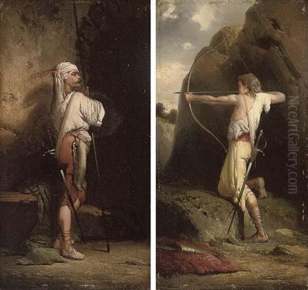 An Eastern Guard; And An Archer Oil Painting by Jacques Louis David