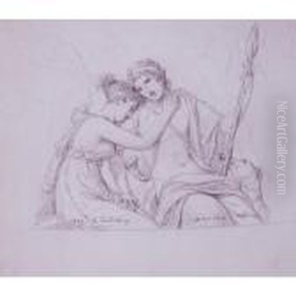 Telemachus And Eucharis Oil Painting by Jacques Louis David