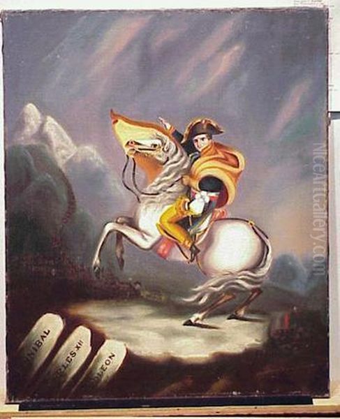 Napoleon Crossing The Alps Oil Painting by Jacques Louis David