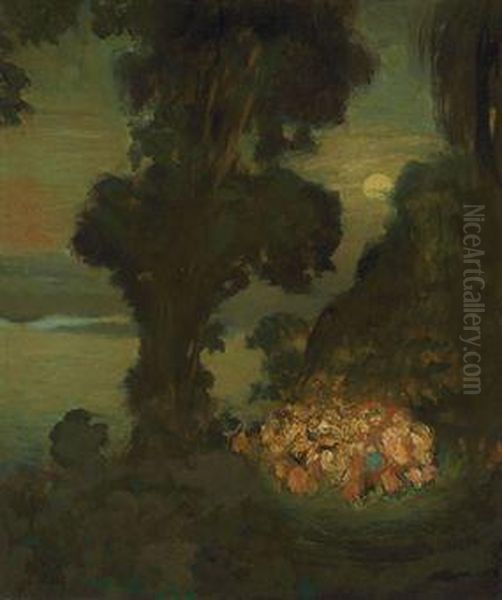 The Hosts Of Faery Oil Painting by Arthur Bowen Davies