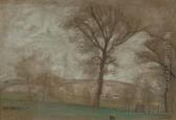 Landscape With Trees. Oil Painting by Arthur Bowen Davies