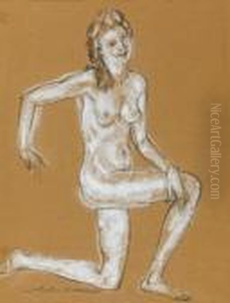 Nude Figure Study Oil Painting by Arthur Bowen Davies