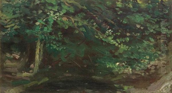 A Sylvan Landscape. Oil Painting by Arthur Bowen Davies