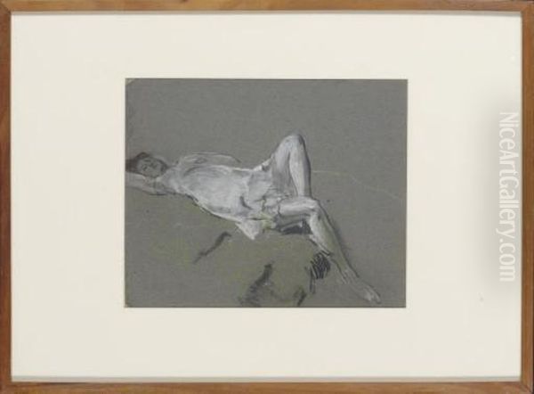 Reclining Girl Oil Painting by Arthur Bowen Davies