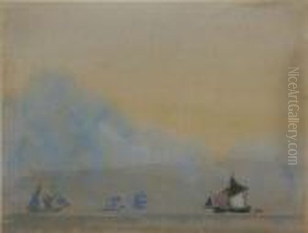 Sailboats On The Mediterranean Oil Painting by Arthur Bowen Davies