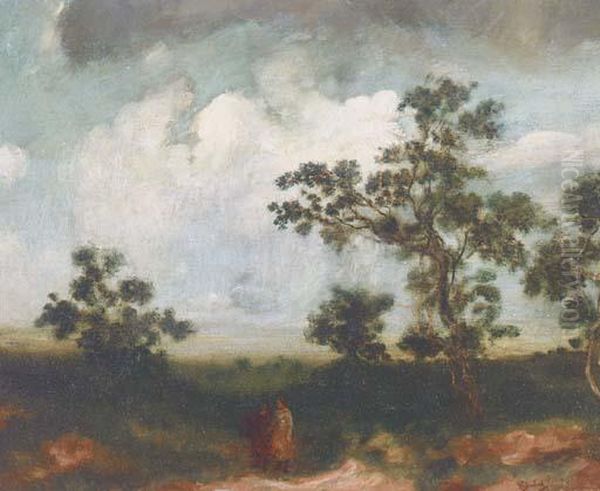 Shadows Falling In A Landscape Oil Painting by Arthur Bowen Davies