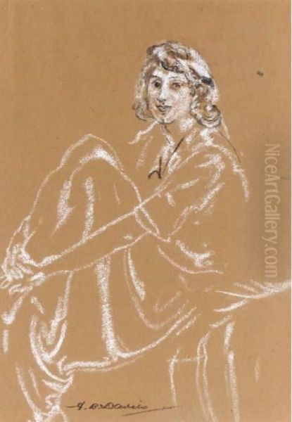 Study Of A Seated Woman Oil Painting by Arthur Bowen Davies