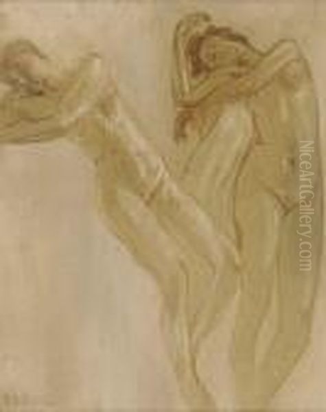 Study Of Female Nudes Oil Painting by Arthur Bowen Davies