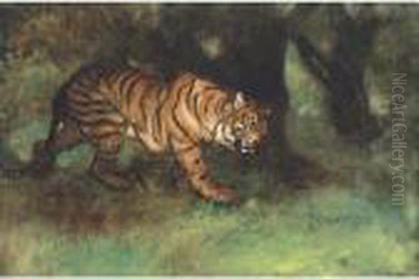 Tiger Oil Painting by Arthur Bowen Davies