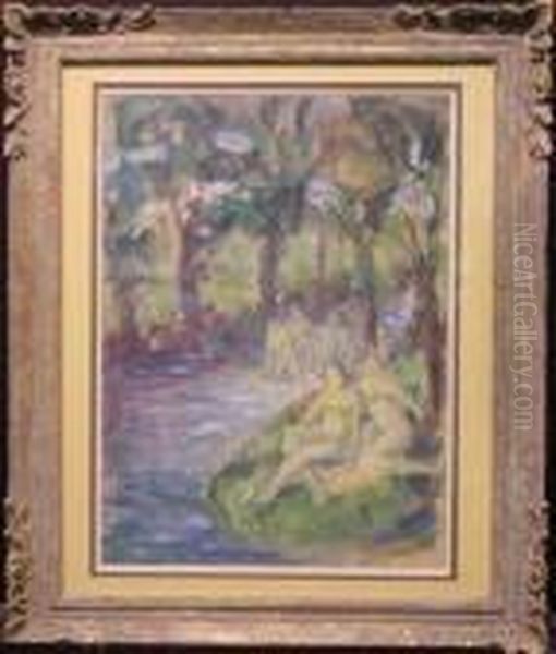 Bathers By A River Oil Painting by Arthur Bowen Davies