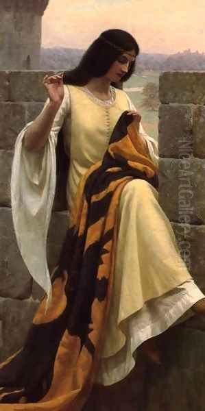 Stitching the Standard Oil Painting by Edmund Blair Blair Leighton