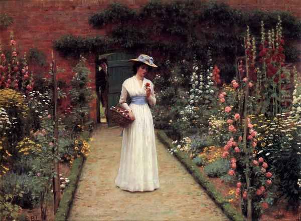 Lady in a Garden Oil Painting by Edmund Blair Blair Leighton