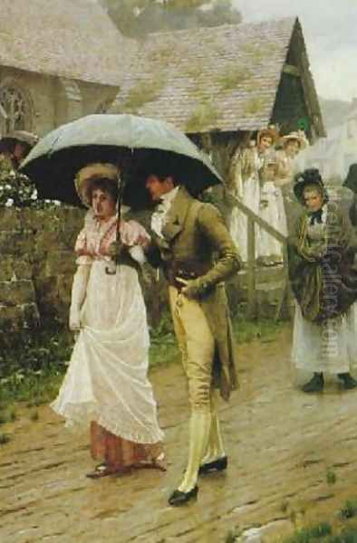 A Wet Sunday Morning Oil Painting by Edmund Blair Blair Leighton