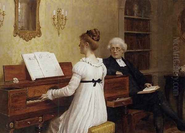 Singing to the Reverend Oil Painting by Edmund Blair Blair Leighton