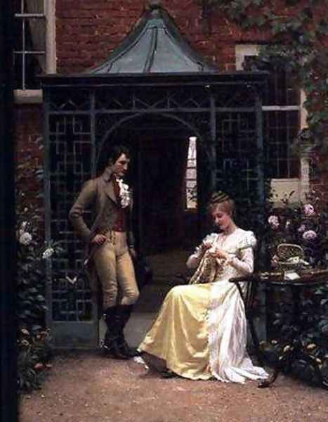 On the Threshold Oil Painting by Edmund Blair Blair Leighton