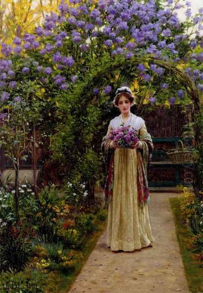 Lilac Oil Painting by Edmund Blair Blair Leighton