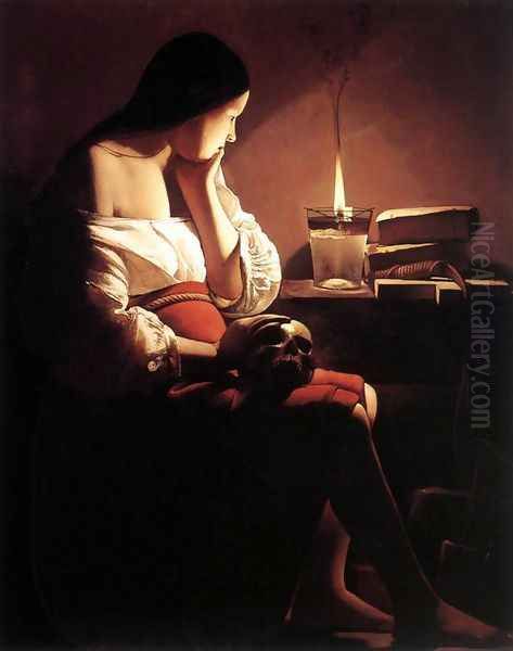 Magdalen with the Smoking Flame c. 1640 Oil Painting by Georges de La Tour