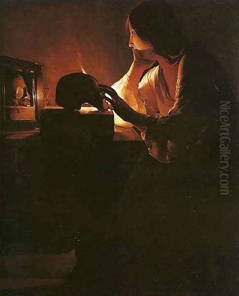 The Repentant Magdalen 1635 Oil Painting by Georges de La Tour