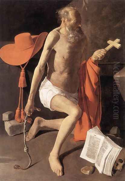 Penitent St Jerome 1620s Oil Painting by Georges de La Tour