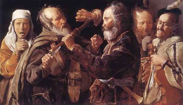 Quarrelling Musicians 1625-30 Oil Painting by Georges de La Tour