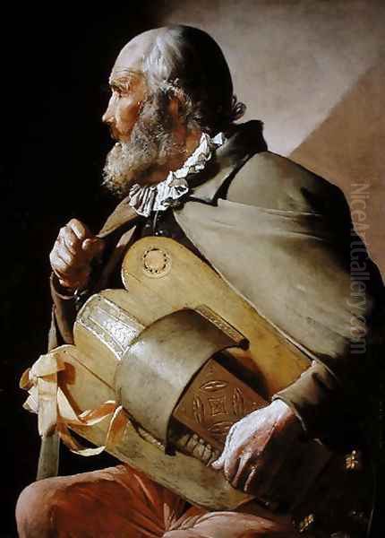 The Blind Hurdy Gurdy Player Oil Painting by Georges de La Tour