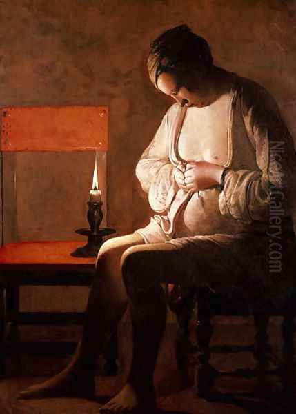 The Flea Catcher Oil Painting by Georges de La Tour