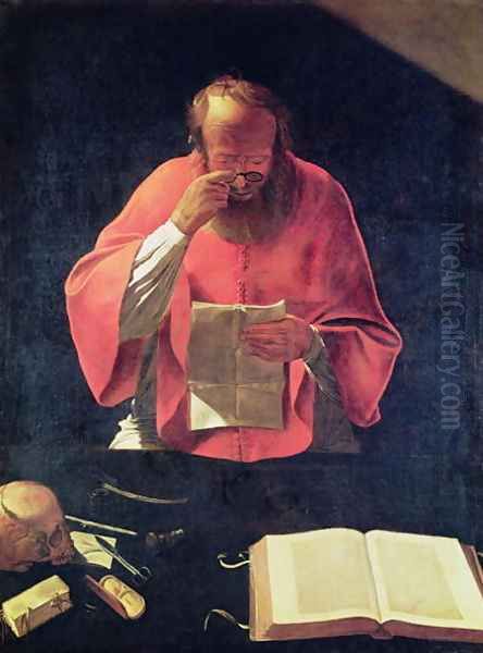 St.Jerome reading Oil Painting by Georges de La Tour