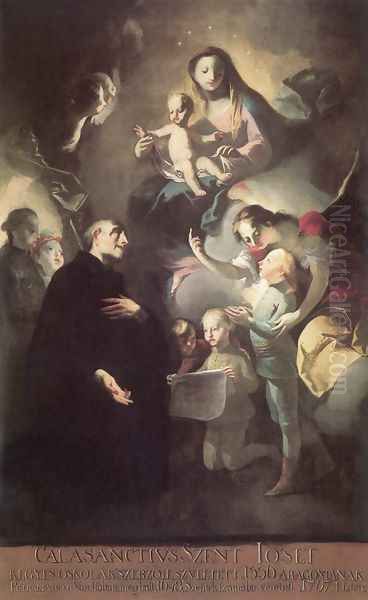 Saint Joseph Calasantius before the Virgin 1767 Oil Painting by Felix Ivo Leicher