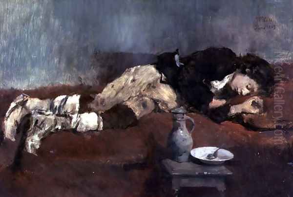 Savoyard Boy Sleeping, 1869 Oil Painting by Wilhelm Leibl