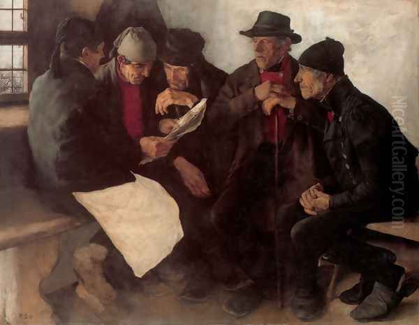 Dorfpolitiker (Village Politicians) Oil Painting by Wilhelm Leibl