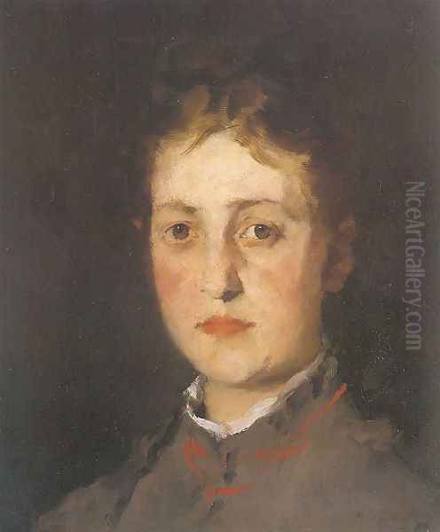 Portrait of Lina Kirchdorffer 1871-72 Oil Painting by Wilhelm Leibl