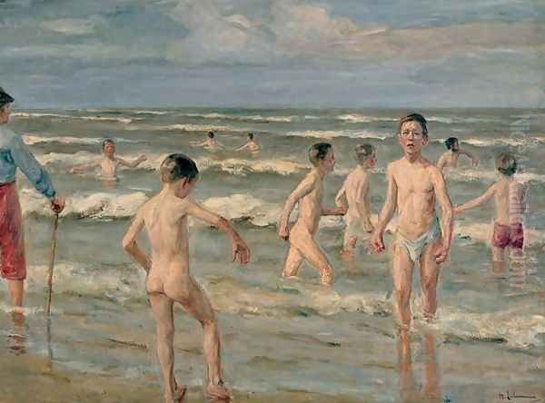 Bathing Boys Oil Painting by Max Liebermann