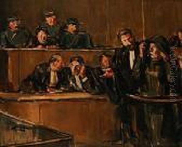 Au Tribunal Oil Painting by Pierre De Belay