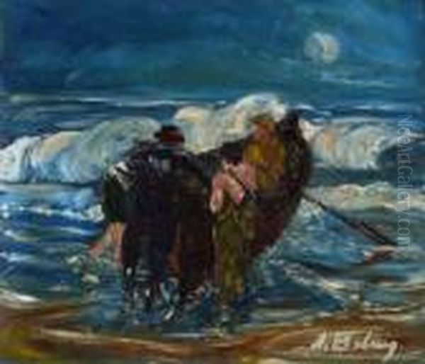 French Fishermen Oil Painting by Pierre De Belay