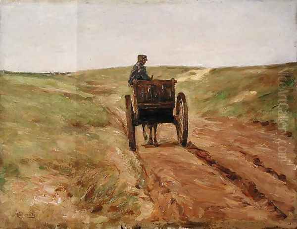 Cart in Katwijk, 1889 Oil Painting by Max Liebermann