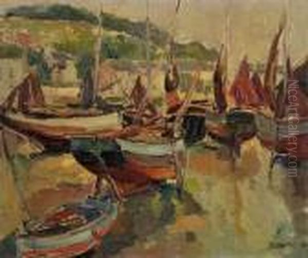 Barques De Peche A Sec Oil Painting by Pierre De Belay