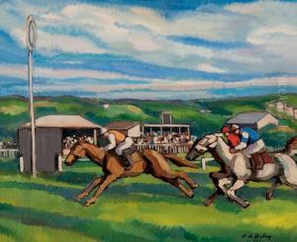 Jour De Course A Deauville Oil Painting by Pierre De Belay