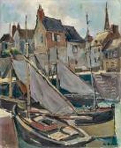 Le Bassin A Honfleur Oil Painting by Pierre De Belay