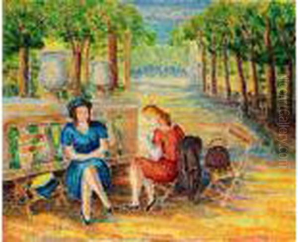 Au Jardin Du Luxembourg Oil Painting by Pierre De Belay