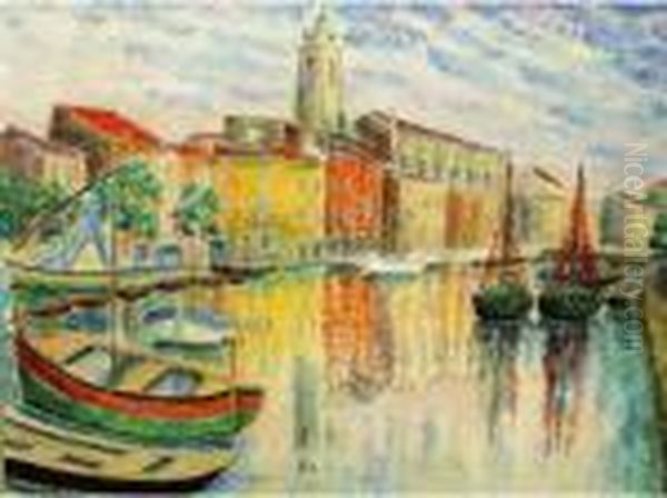 Le Port De Saint Tropez Oil Painting by Pierre De Belay