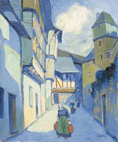 Quimperle, Finistere, 1918, Rue Dom.maurice Oil Painting by Pierre De Belay