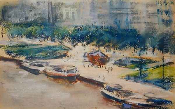 The Landing Place at Jungfernstieg, Hamburg, 1910 Oil Painting by Max Liebermann