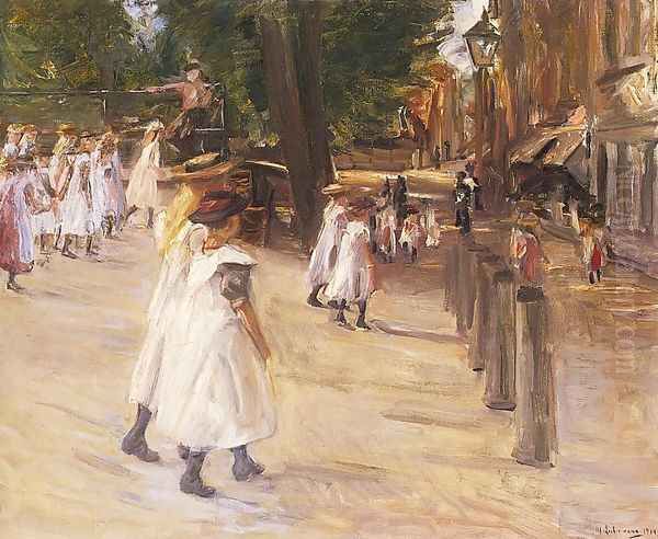 On the Way to School in Edam 1904 Oil Painting by Max Liebermann