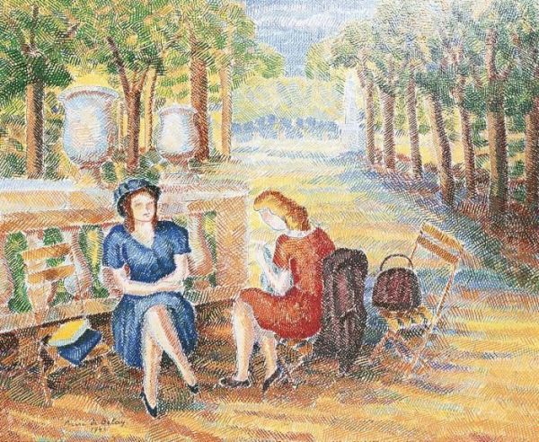 Conversation Dans Le Jardin Du Luxembourg Oil Painting by Pierre De Belay