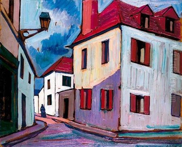 Rue De Pont-l'abbe A Quimper Oil Painting by Pierre De Belay