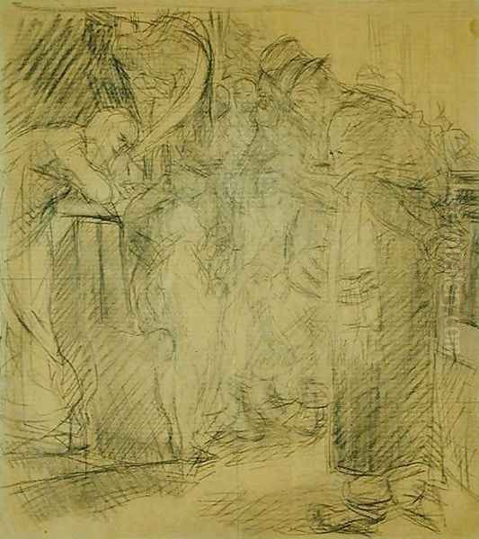 Composition sketch for Christ in the Temple Oil Painting by Max Liebermann